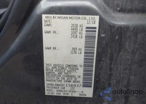 2019 Nissan Altima 2.5 S из США, поврежденный, VIN 1N4BL4BW3KC156937